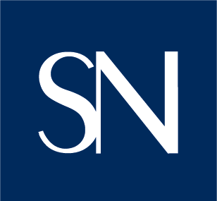 A blue square with the letters sn written in white